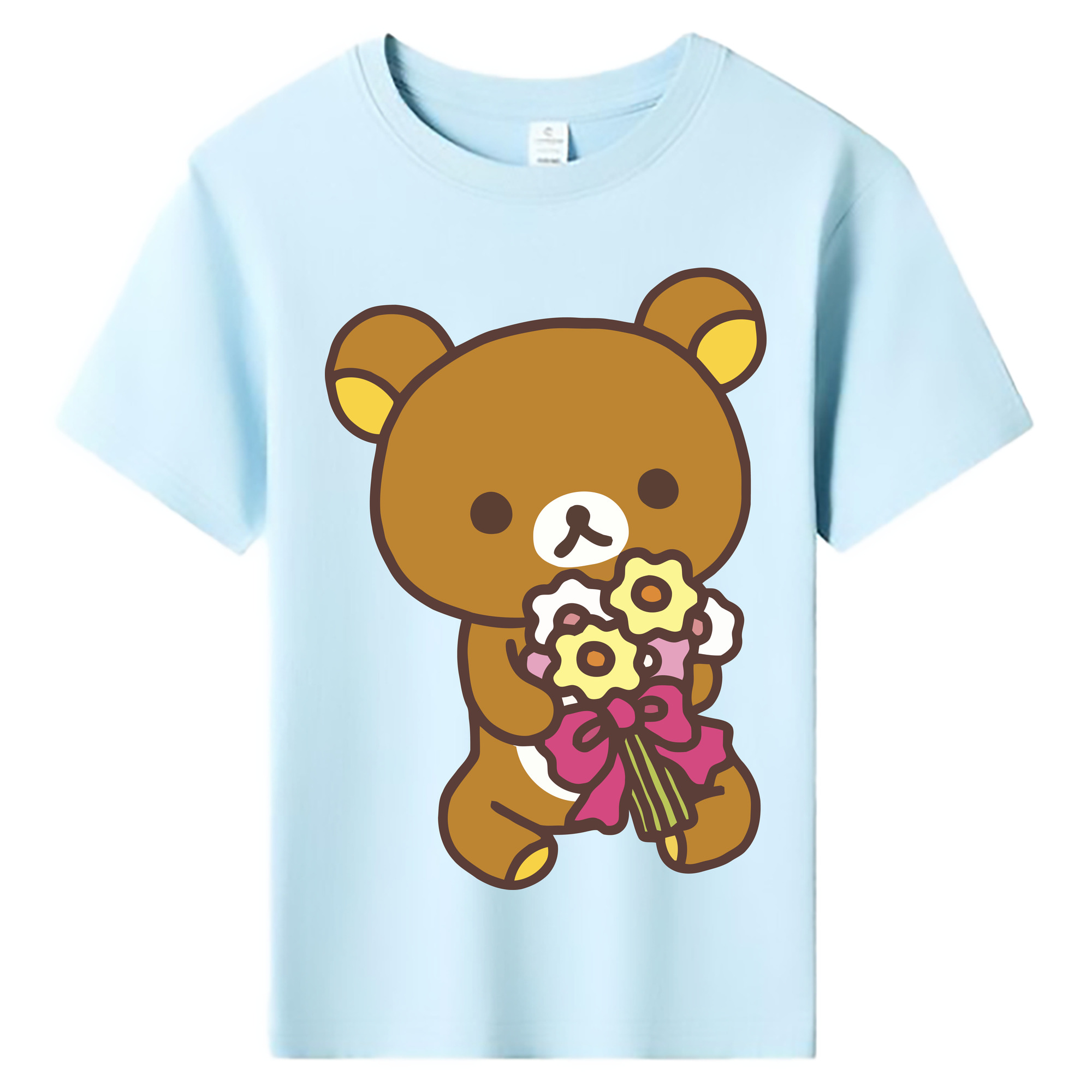 （画像用） リラックマ リラックマ キイロイトリ Rilakkuma Korilakkuma Kiiroitori 綿100％キッズTシャツ（フロントプリント）
